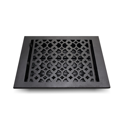 Cast Aluminum Floor Vent Cover / Register Size: 8” X 10” With Damper Top Faceplate Outer Size 9-1/4″ X 11-3/4″, Thickness 5 mm Handcrafted Tudor Mushroom Design (VR 100)