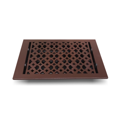 Cast Aluminum Floor Vent Cover / Register Size: 8” X 12” With Damper Top Faceplate Outer Size 9-1/4″ x 14″, Thickness 5 mm Handcrafted Tudor Mushroom Design (VR 100)