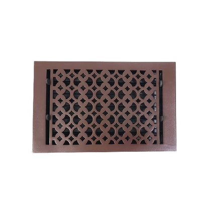 Cast Iron Floor Vent Cover / Register Size: 8” X 14” With Damper Top Faceplate Outer Size 9-1/4" X 15-3/4", Thickness 5 Mm, Handcrafted Tudor Mushroom Design (VR100)