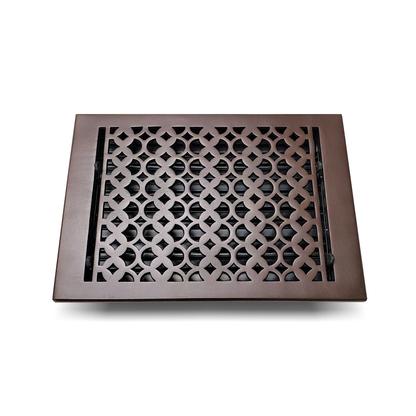 Cast Aluminum Floor Vent Cover / Register Size: 9” X 12” With Damper Top Faceplate Outer Size 10.5" X 14", Thickness 5 Mm, Handcrafted Tudor Mushroom Design (VR100)