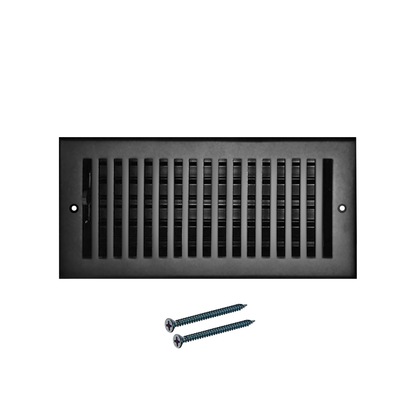 Floor Vent Cover / Register Size: 4” X 12” With Damper Top Faceplate Outer Size 5.6" X 11.6", Thickness 5 Mm, Handcrafted High-Quality Metal – Cast Aluminum Powder Coated Re-Paintable For Floors, Walls, And Ceilings – Modern & Contemporary Design (VR 102)