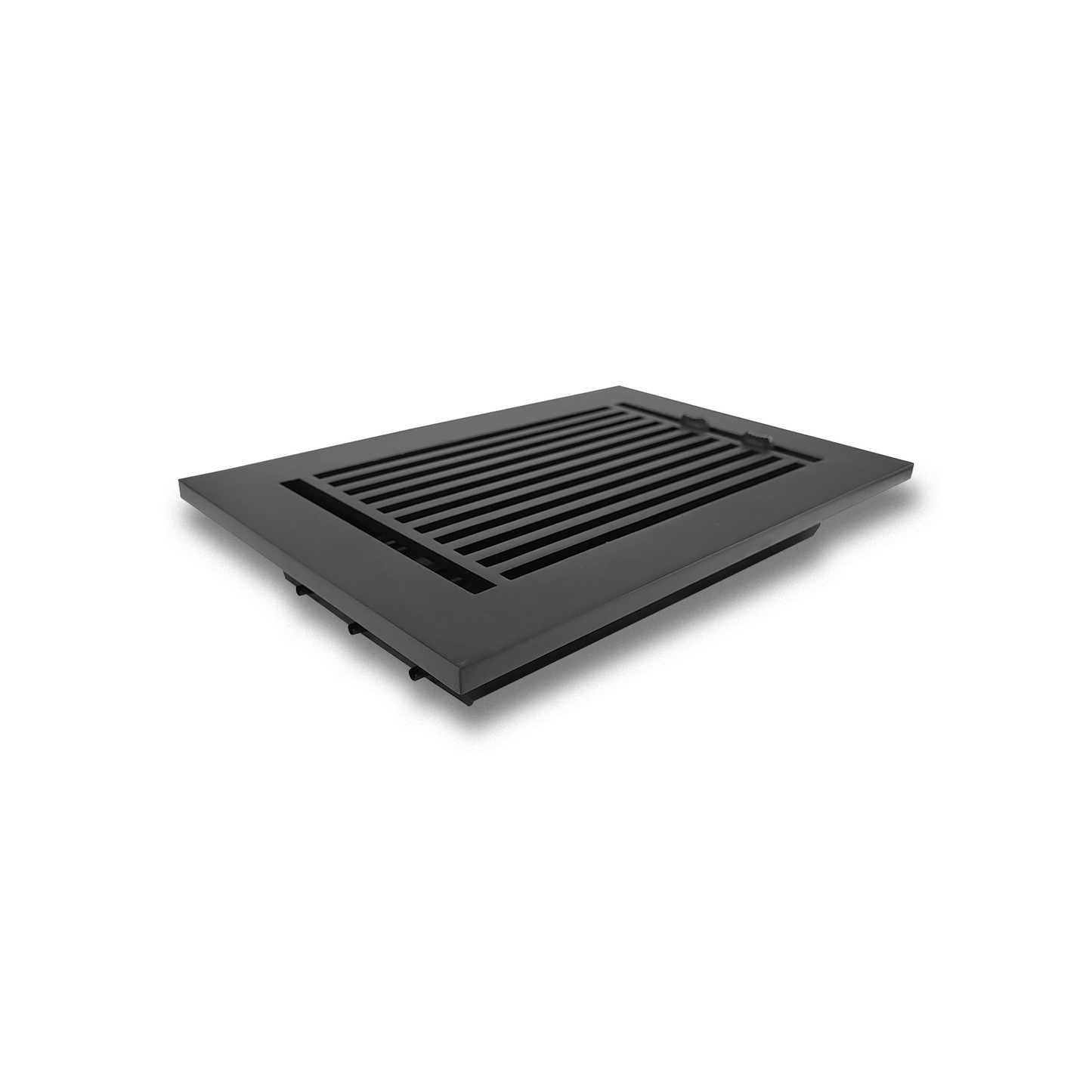 Floor Vent Cover / Register Size: 6” X 10” With Damper Top Faceplate Outer Size 8″ X 12”, Thickness 5 Mm, High-Quality Metal – Cast Aluminum Black Powder Coated Re-Paintable For Floors, Walls, And Ceilings – Modern Linear Design (VR 109)