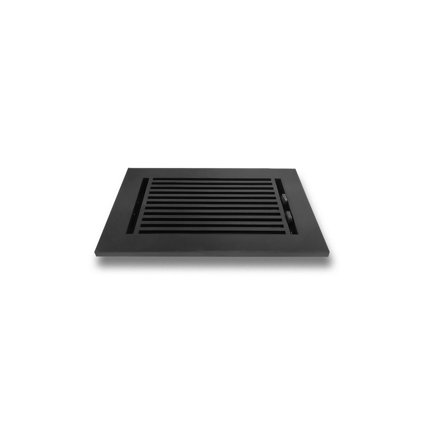 Floor Vent Cover / Register Size: 6” X 10” With Damper Top Faceplate Outer Size 8″ X 12”, Thickness 5 Mm, High-Quality Metal – Cast Aluminum Black Powder Coated Re-Paintable For Floors, Walls, And Ceilings – Modern Linear Design (VR 109)