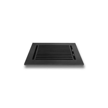 Floor Vent Cover / Register Size: 6” X 10” With Damper Top Faceplate Outer Size 8″ X 12”, Thickness 5 Mm, High-Quality Metal – Cast Aluminum Black Powder Coated Re-Paintable For Floors, Walls, And Ceilings – Modern Linear Design (VR 109)