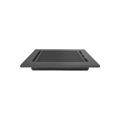 Floor Vent Cover / Register Size: 6” X 10” With Damper Top Faceplate Outer Size 8″ X 12”, Thickness 5 Mm, High-Quality Metal – Cast Aluminum Black Powder Coated Re-Paintable For Floors, Walls, And Ceilings – Modern Linear Design (VR 109)