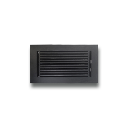 Floor Vent Cover / Register Size: 6” X 12” With Damper Top Faceplate Outer Size 8″ X 14”, Thickness 5 Mm, High-Quality Metal – Cast Aluminum Black Powder Coated Re-Paintable For Floors, Walls, And Ceilings – Modern Linear Design (VR 109)