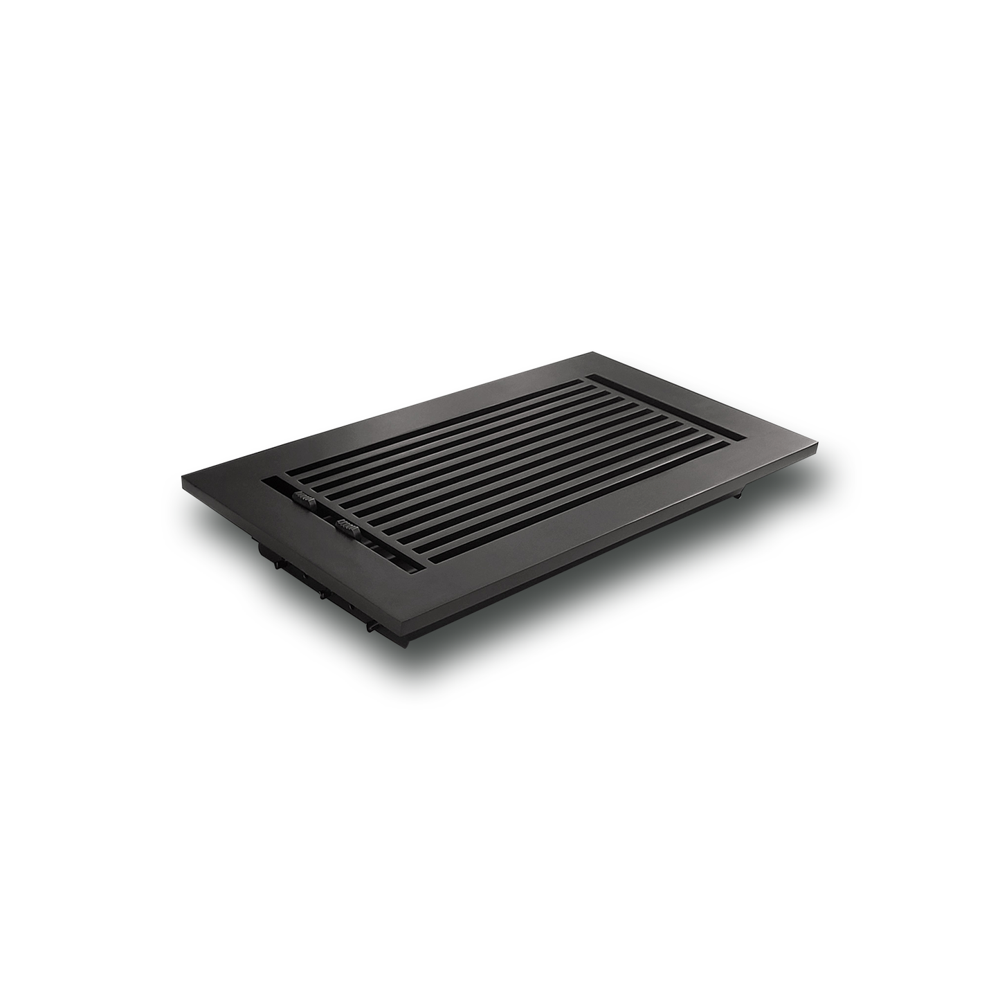 Floor Vent Cover / Register Size: 6” X 12” With Damper Top Faceplate Outer Size 8″ X 14”, Thickness 5 Mm, High-Quality Metal – Cast Aluminum Black Powder Coated Re-Paintable For Floors, Walls, And Ceilings – Modern Linear Design (VR 109)