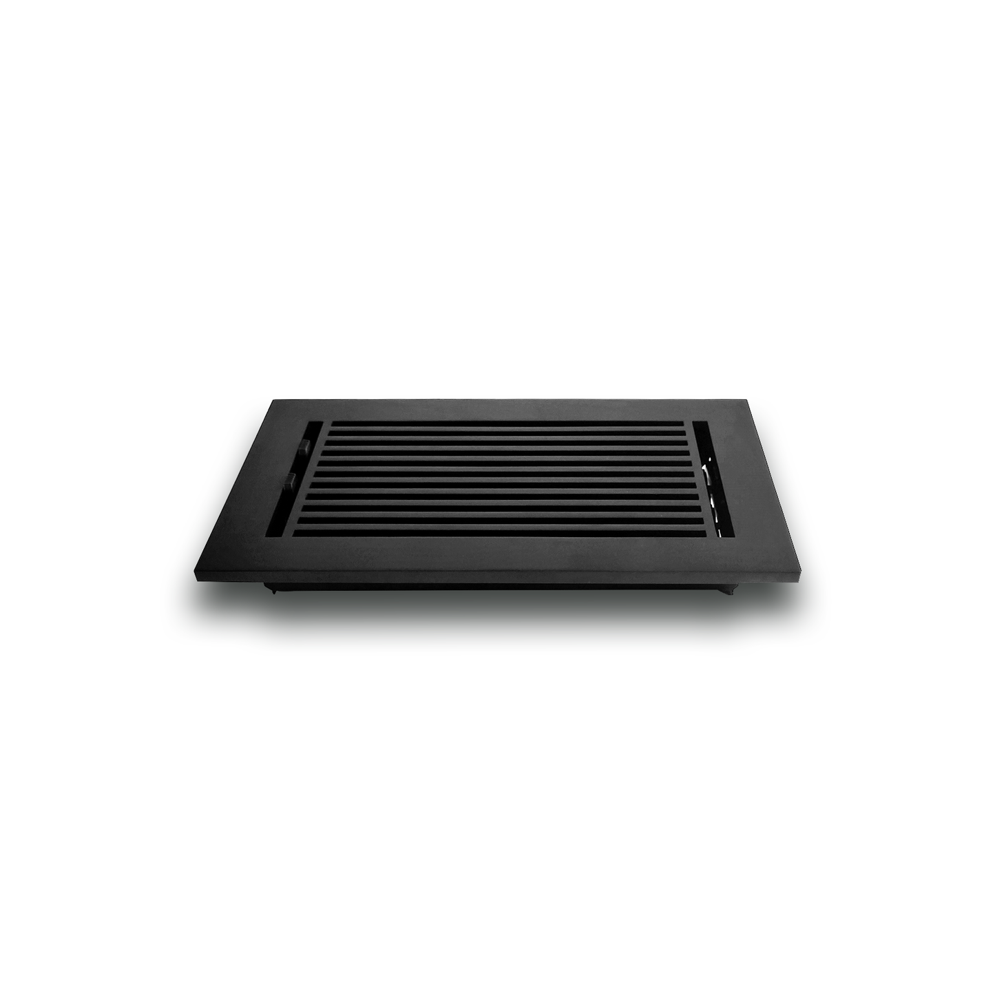 Floor Vent Cover / Register Size: 6” X 12” With Damper Top Faceplate Outer Size 8″ X 14”, Thickness 5 Mm, High-Quality Metal – Cast Aluminum Black Powder Coated Re-Paintable For Floors, Walls, And Ceilings – Modern Linear Design (VR 109)