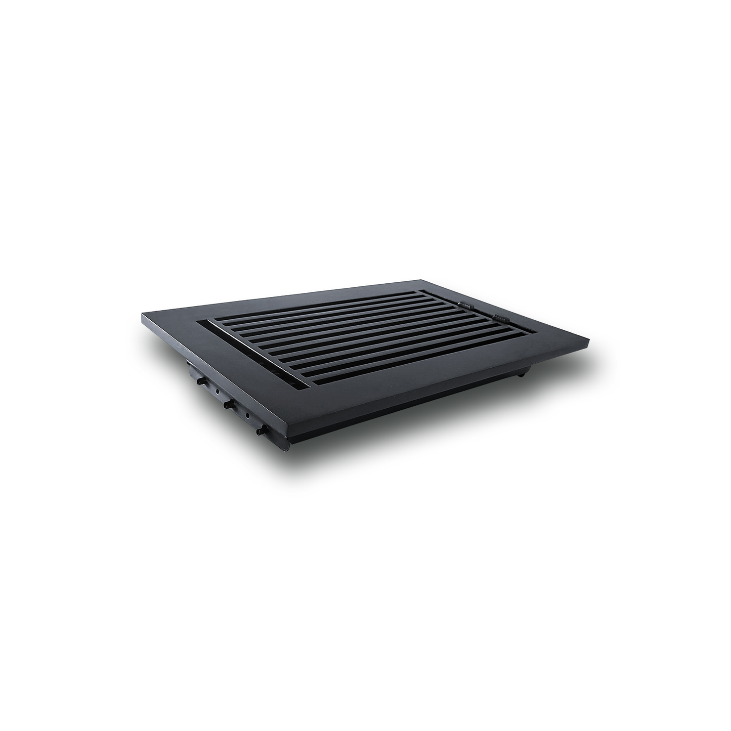 Floor Vent Cover / Register Size: 6” X 12” With Damper Top Faceplate Outer Size 8″ X 14”, Thickness 5 Mm, High-Quality Metal – Cast Aluminum Black Powder Coated Re-Paintable For Floors, Walls, And Ceilings – Modern Linear Design (VR 109)