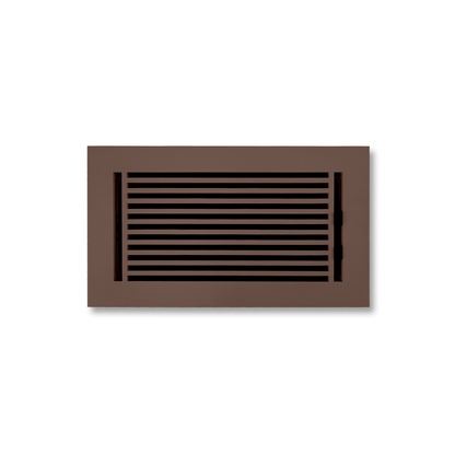 Floor Vent Cover / Register Size: 6” X 12” With Damper Top Faceplate Outer Size 8″ X 14”, Thickness 5 Mm, High-Quality Metal – Cast Aluminum Black Powder Coated Re-Paintable For Floors, Walls, And Ceilings – Modern Linear Design (VR 109)