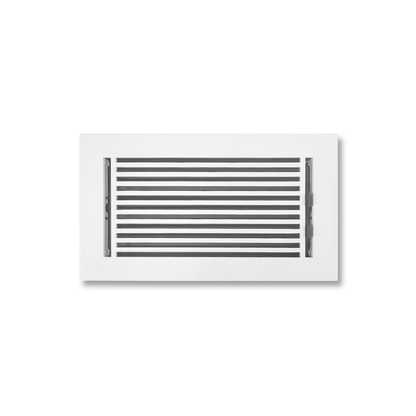 Floor Vent Cover / Register Size: 6” X 12” With Damper Top Faceplate Outer Size 8″ X 14”, Thickness 5 Mm, High-Quality Metal – Cast Aluminum Black Powder Coated Re-Paintable For Floors, Walls, And Ceilings – Modern Linear Design (VR 109)