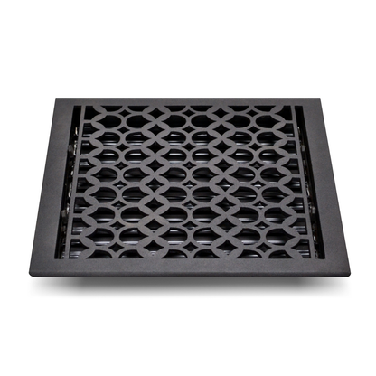 Cast Iron Floor Vent Cover / Register Size: 13” X 13” With Damper Top Faceplate Outer Size 14-1/2" X 15-1/4", Thickness 5 Mm, Handcrafted Tudor Mushroom Design (VR100)