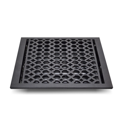 Cast Iron Floor Vent Cover / Register Size: 14” X 14” With Damper Top Faceplate Outer Size 14-1/4" X 15", Thickness 5 Mm, Handcrafted Tudor Mushroom Design (VR100)