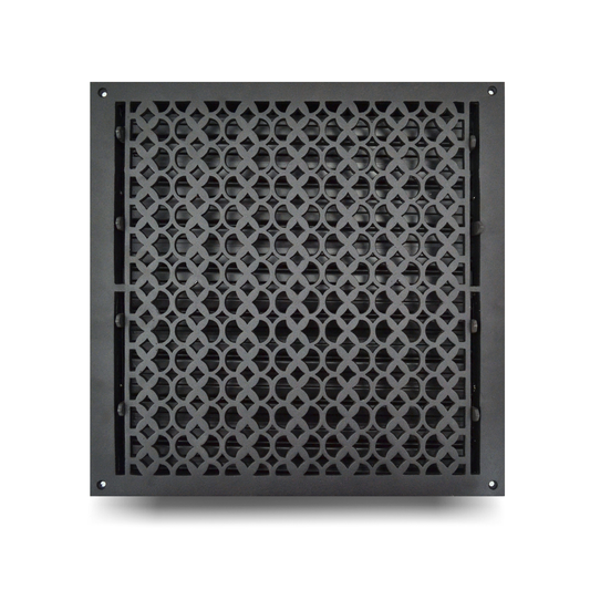 Cast Iron Floor Vent Cover / Register Size: 16” X 16” With Damper Top Faceplate Outer Size 17-1/2" X 18", Thickness 5 Mm, Handcrafted Tudor Mushroom Design (VR100)