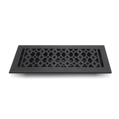 Cast Iron Floor Vent Cover / Register Size: 4” X 14” With Damper Top Faceplate Outer Size 5-1/2" X 15-1/2", Thickness 5 Mm, Handcrafted Tudor Mushroom Design (VR100)