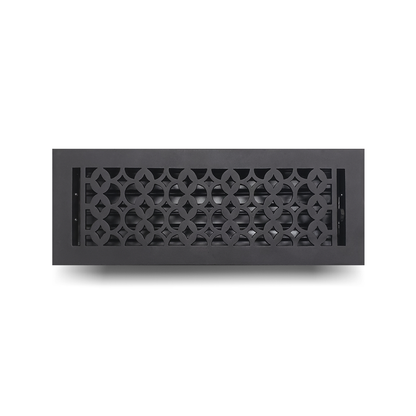 Cast Iron Floor Vent Cover / Register Size: 4” X 14” With Damper Top Faceplate Outer Size 5-1/2" X 15-1/2", Thickness 5 Mm, Handcrafted Tudor Mushroom Design (VR100)