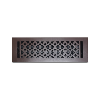 Cast Iron Floor Vent Cover / Register Size: 4” X 14” With Damper Top Faceplate Outer Size 5-1/2" X 15-1/2", Thickness 5 Mm, Handcrafted Tudor Mushroom Design (VR100)