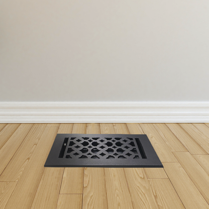 Cast Iron Floor Vent Cover / Register Size: 4” X 8” With Damper Top Faceplate Outer Size 5-1/2" X 8-3/4", Thickness 5 Mm, Handcrafted Tudor Mushroom Design (VR100)