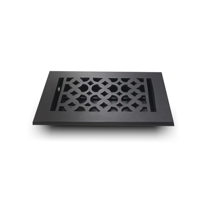 Cast Iron Floor Vent Cover / Register Size: 4” X 8” With Damper Top Faceplate Outer Size 5-1/2" X 8-3/4", Thickness 5 Mm, Handcrafted Tudor Mushroom Design (VR100)