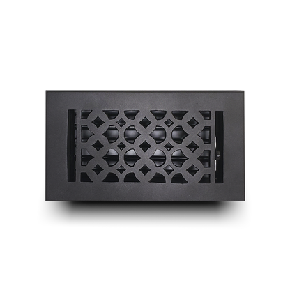 Cast Iron Floor Vent Cover / Register Size: 4” X 8” With Damper Top Faceplate Outer Size 5-1/2" X 8-3/4", Thickness 5 Mm, Handcrafted Tudor Mushroom Design (VR100)