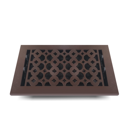 Cast Iron Floor Vent Cover / Register Size: 6” X 10” With Damper Top Faceplate Outer Size 7-1/4" X 11-3/4", Thickness 5 Mm, Handcrafted Tudor Mushroom Design (VR100)