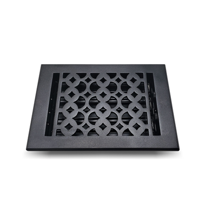 Cast Iron Floor Vent Cover / Register Size: 6” X 8” With Damper Top Faceplate Outer Size 7-1/4" x 9-3/4", Thickness 5 mm Handcrafted Tudor Mushroom Design (VR 100)