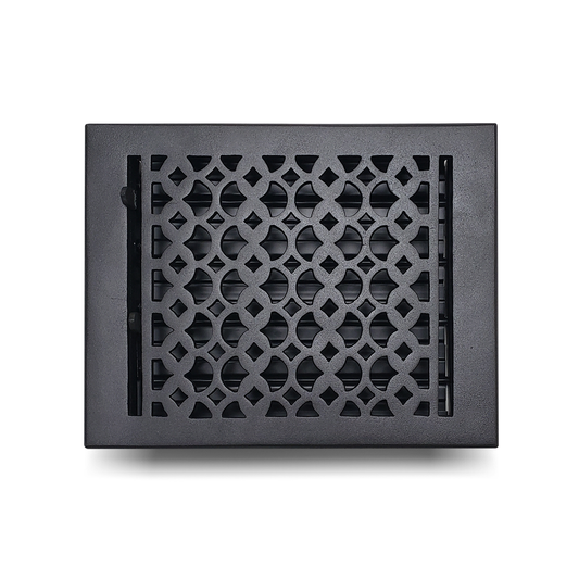 Cast Iron Floor Vent Cover / Register Size: 8” X 10” With Damper Top Faceplate Outer Size 9-1/4" X 11-3/4", Thickness 5 Mm, Handcrafted Tudor Mushroom Design (VR100)