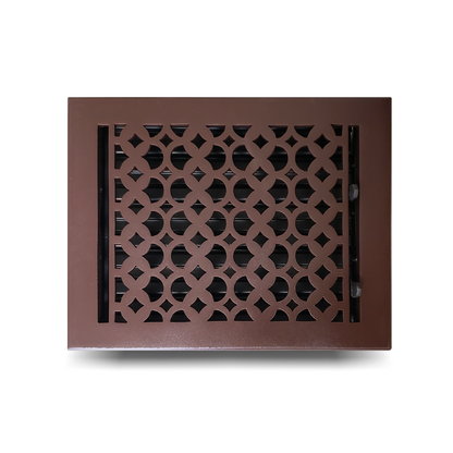 Cast Iron Floor Vent Cover / Register Size: 8” X 10” With Damper Top Faceplate Outer Size 9-1/4" X 11-3/4", Thickness 5 Mm, Handcrafted Tudor Mushroom Design (VR100)