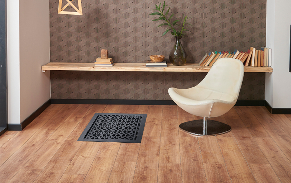 Cast Iron Floor Vent Cover / Register Size: 9” X 12” With Damper Top Faceplate Outer Size 10.5" X 14", Thickness 5 Mm, Handcrafted Tudor Mushroom Design (VR100)