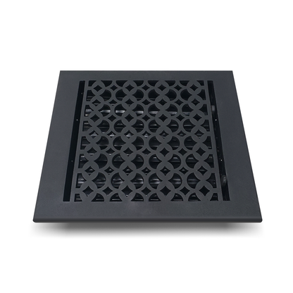 Cast Iron Floor Vent Cover / Register Size: 9” X 9” With Damper Top Faceplate Outer Size 10-1/2" X 11-1/2", Thickness 5 Mm, Handcrafted Tudor Mushroom Design (VR100)