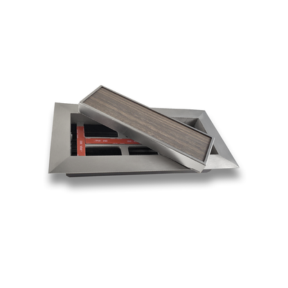 Match The Floor Flush Mount Floor Registers/Vent Cover 4" X 10" with Damper. Faceplate Size: 5.5" × 11.5". High-Quality Metal Cast Aluminum - Satin