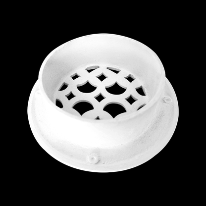 Round Air Vent Duct Grille 4" Top Faceplate Size 5.5" HVAC Decorative Duct Cover Cast Aluminum Powder Coated Re-Paintable for Walls, Ceilings, And Floors Without Damper – Tudor Mushroom Design (VR 100)