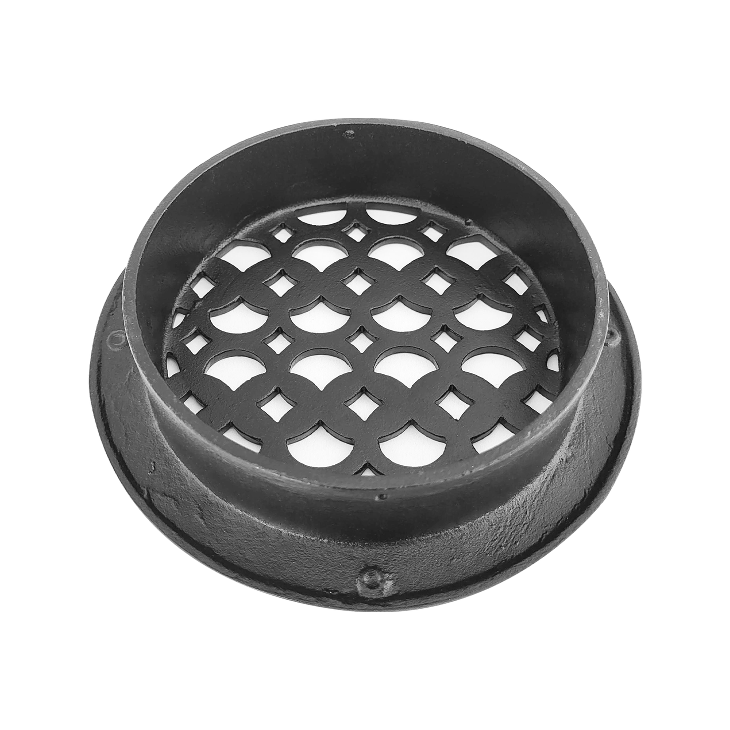 Round Air Vent Duct Grille 6" Top Faceplate Size 7.5" HVAC Decorative Duct Cover Cast Aluminum Powder Coated Re-Paintable for Walls, Ceilings, And Floors Without Damper – Tudor Mushroom design (VR 100)