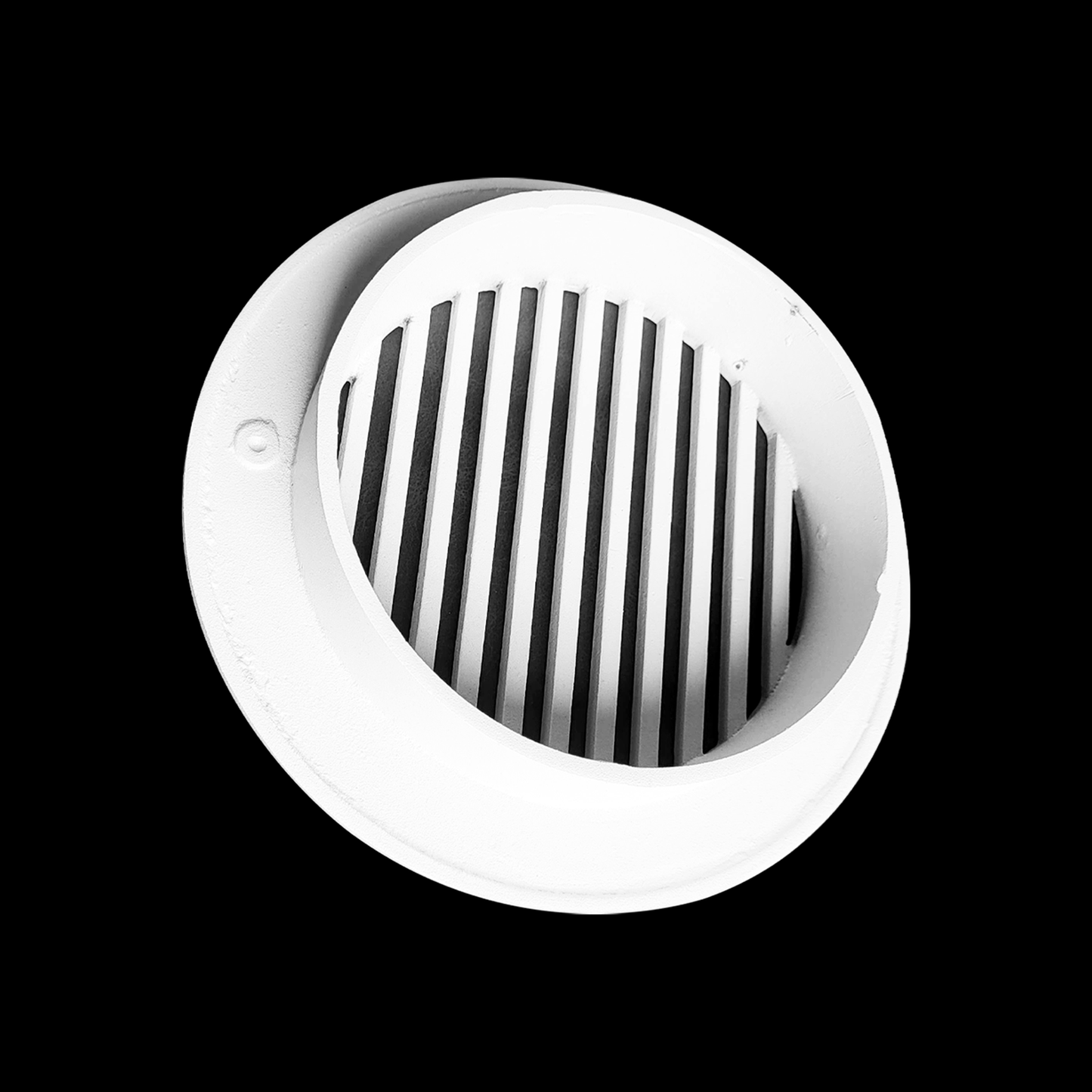 Round Air Vent Duct Grille 6" Top Faceplate Size 7.5" HVAC Decorative Duct Cover Cast Aluminum Powder Coated Re-Paintable for Walls, Ceilings, And Floors Without Damper – Modern Linear Design (VR 109)