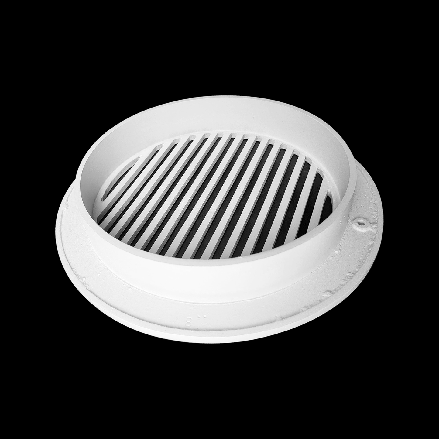 Round Air Vent Duct Grille 6" Top Faceplate Size 7.5" HVAC Decorative Duct Cover Cast Aluminum Powder Coated Re-Paintable for Walls, Ceilings, And Floors Without Damper – Modern Linear Design (VR 109)