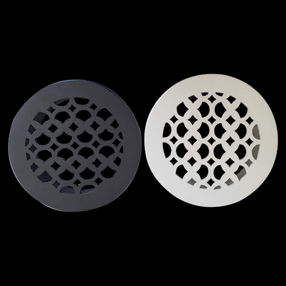 Round Air Vent Duct Grille 8" Top Faceplate Size 9.65" HVAC Decorative Duct Cover Cast Aluminum Powder Coated Re-Paintable for Walls, Ceilings, And Floors Without Damper – Tudor Mushroom design (VR 100)